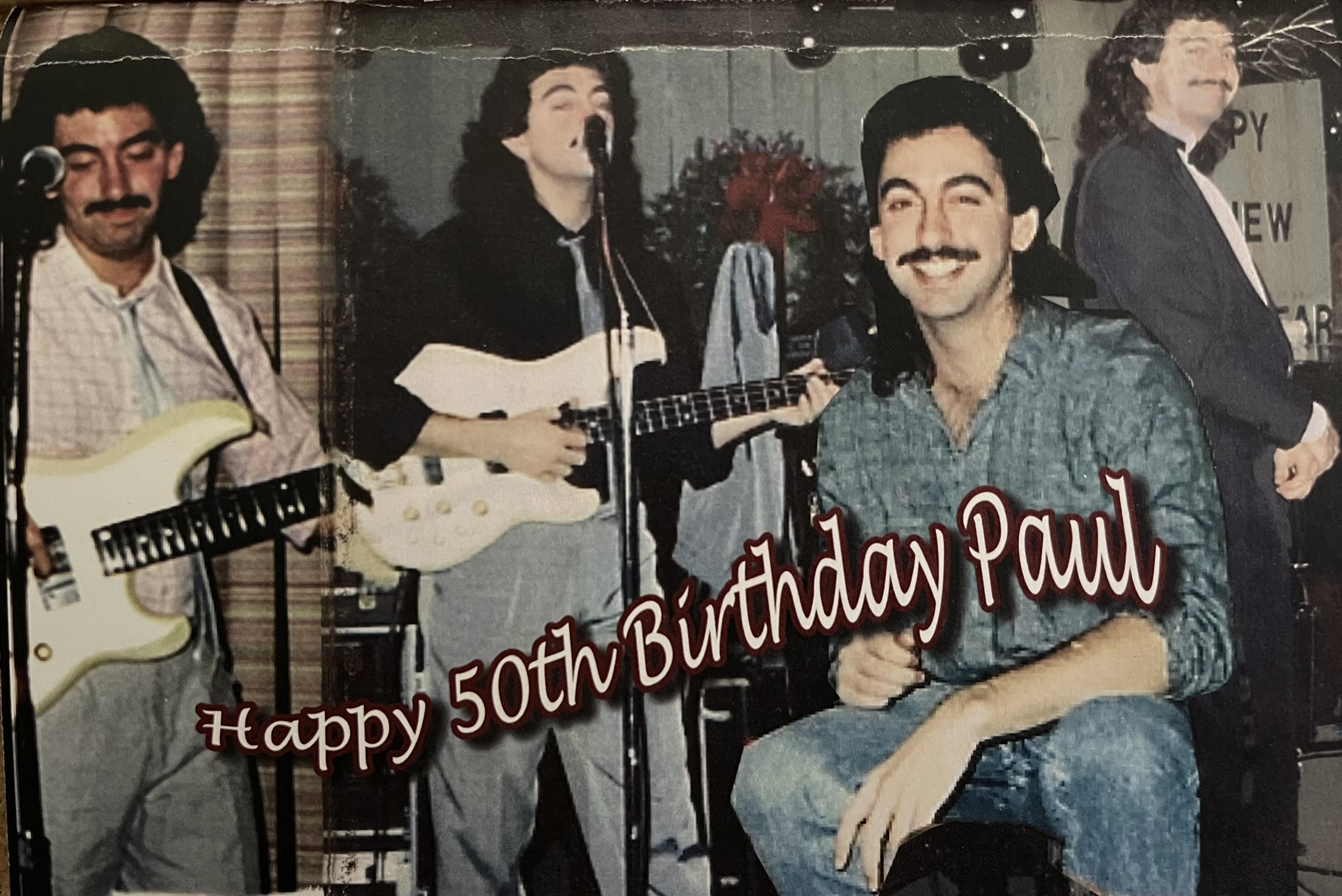 Physical photo collage reading Happy 50th Birthday Paul